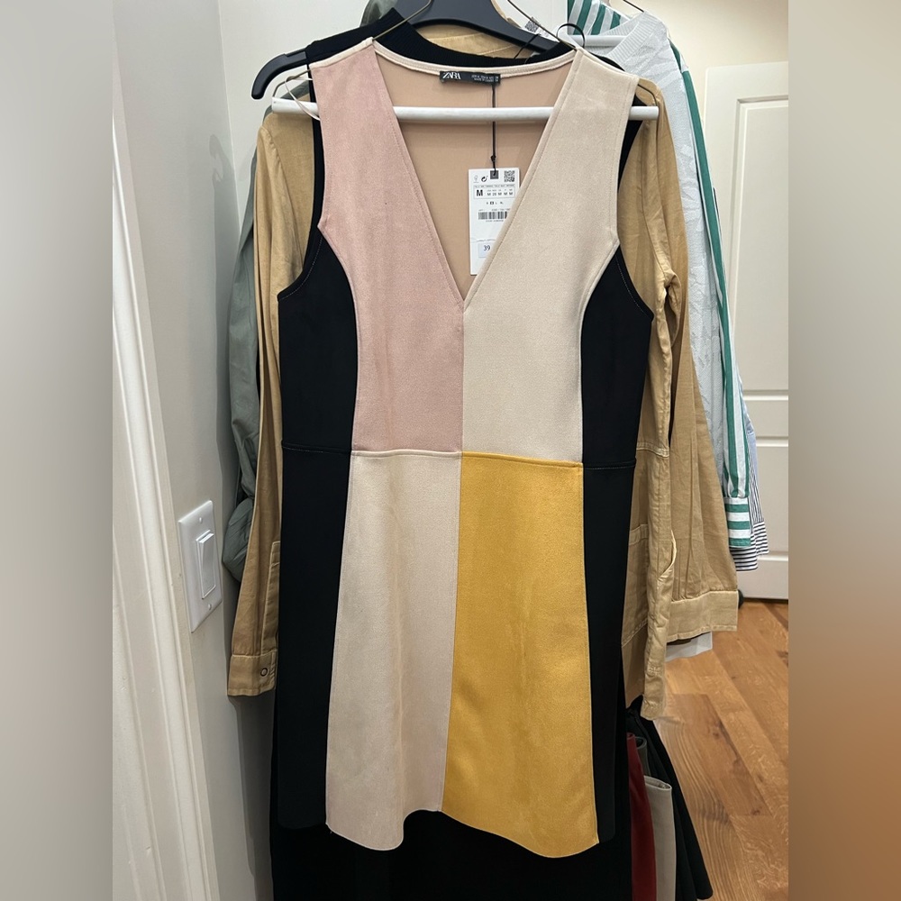 Great colorblock suede dress from Zara